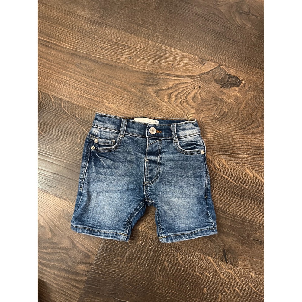 Zara Boys Denim Shorts Medium Wash Adjustable Waist Size 18-24 Months 86cm